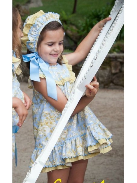 Vestido de niña azul y amarillo La Martinica